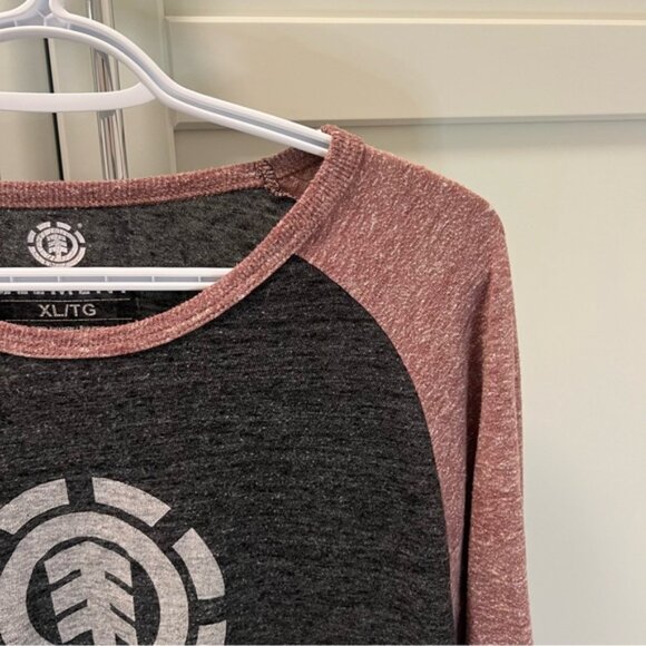 ELEMENT Lightweight Heathered Charcoal Red Raglan Long Sleeved Shirt Size XL - Picture 4 of 7